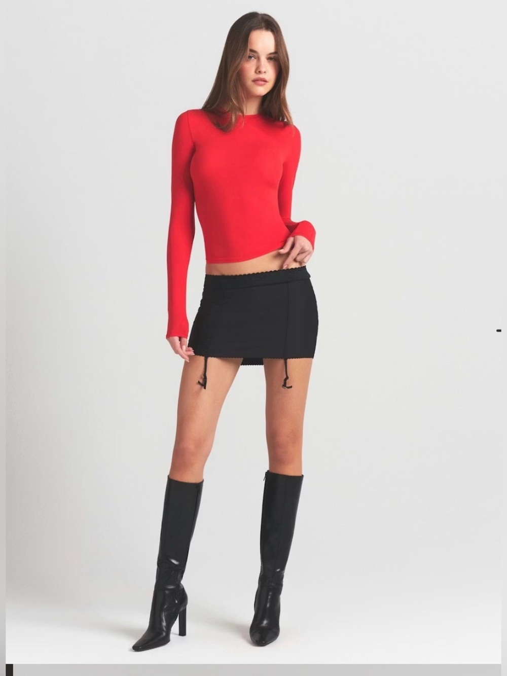 SKIMS FITS EVERYBODY LONG SLEEVE T-SHIRT CHERRY SIZE MEDIUM